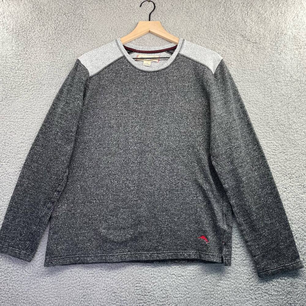 TOMMY BAHAMA Knit Sweatshirt Mens Large Colorblock Gray Casual Comfort Travel
